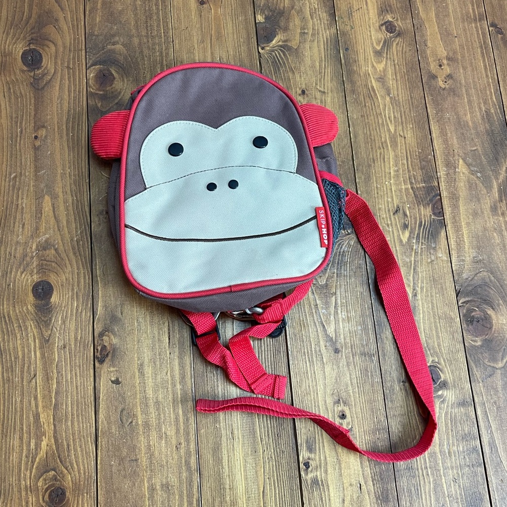 Skip Hop Red Monkey Toddler Backpack with Safety Harness